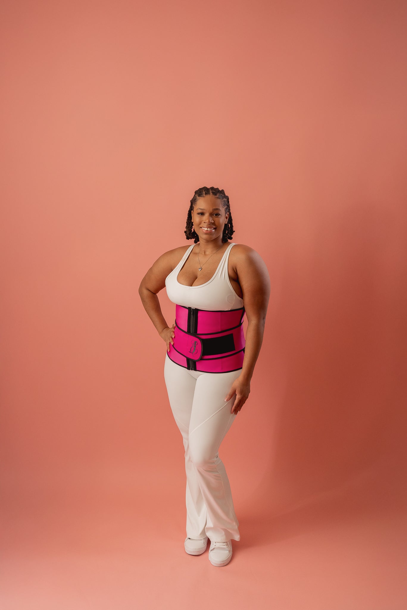 Fuchsia Pink Waist Trainer for Women - Adjustable Compression, Sweat Belt, Posture Support